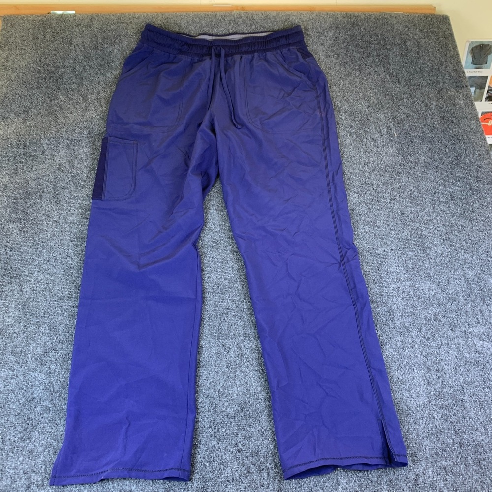 Scrubstar Medical Cargo Scrub Pants Womens L Indigo Good Stretch Straight Leg